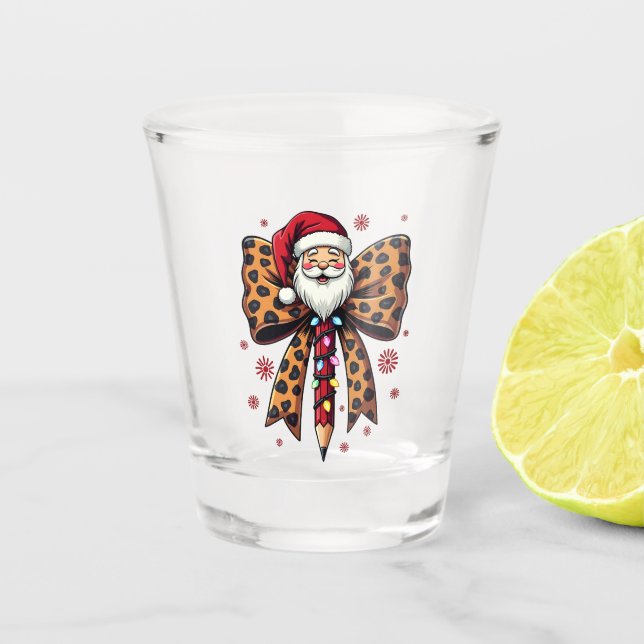 Santa Claus Coquette bow School Teaching  Shot Glass (Front)
