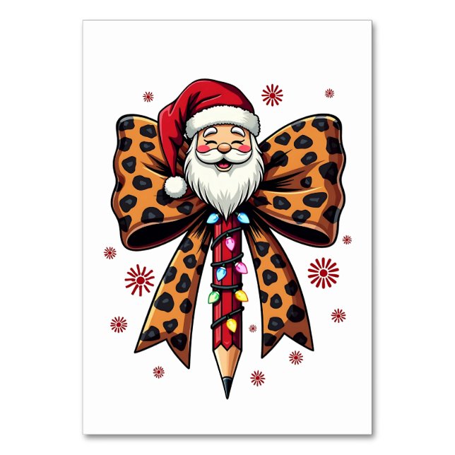Santa Claus Coquette bow School Teaching  Table Number (Front)