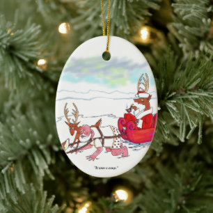 Santa Claus Coup oval ceramic ornament
