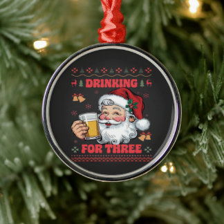 Santa Claus Couple Chirstmas  Metal Tree Decoration