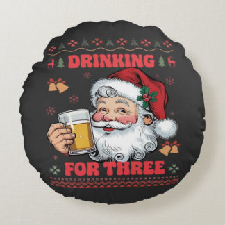 Santa Claus Couple Chirstmas  Round Cushion