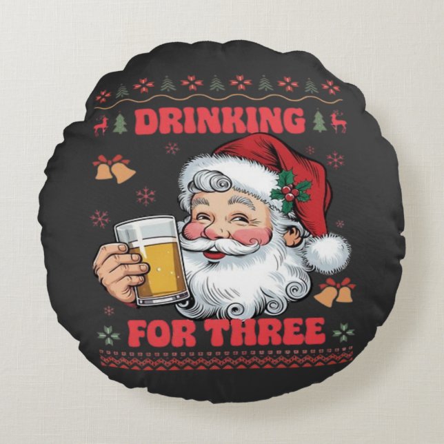 Santa Claus Couple Chirstmas  Round Cushion (Front)