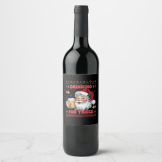 Santa Claus Couple Chirstmas  Wine Label