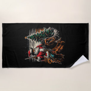 Santa Claus Cowboy - Vintage Christmas Tree Cowboy Beach Towel