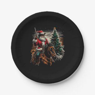 Santa Claus Cowboy - Vintage Christmas Tree Cowboy Paper Plate