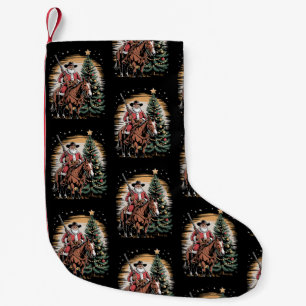 Santa Claus Cowboy Vintage Christmas Tree Western Small Christmas Stocking