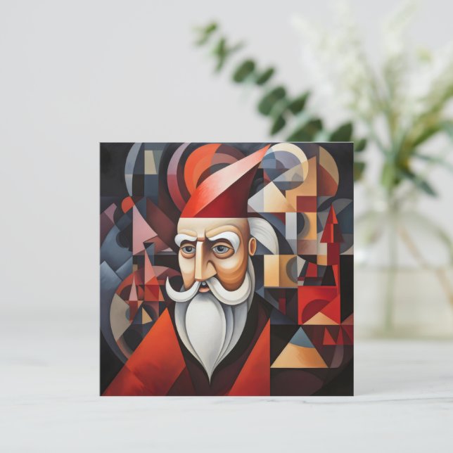 Santa Claus Cubism Holiday Card (Standing Front)