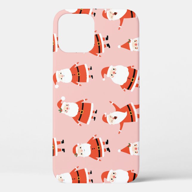 Santa Claus, Cute Pink Seamless Pattern. Case-Mate iPhone Case (Back)