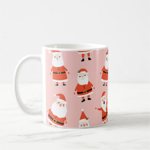 Santa Claus, Cute Pink Seamless Pattern. Coffee Mug