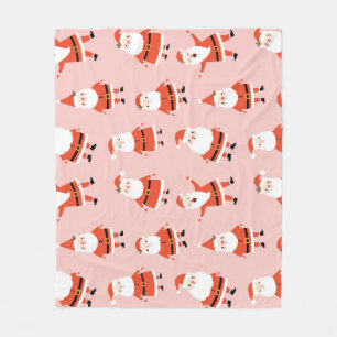 Santa Claus, Cute Pink Seamless Pattern. Fleece Blanket