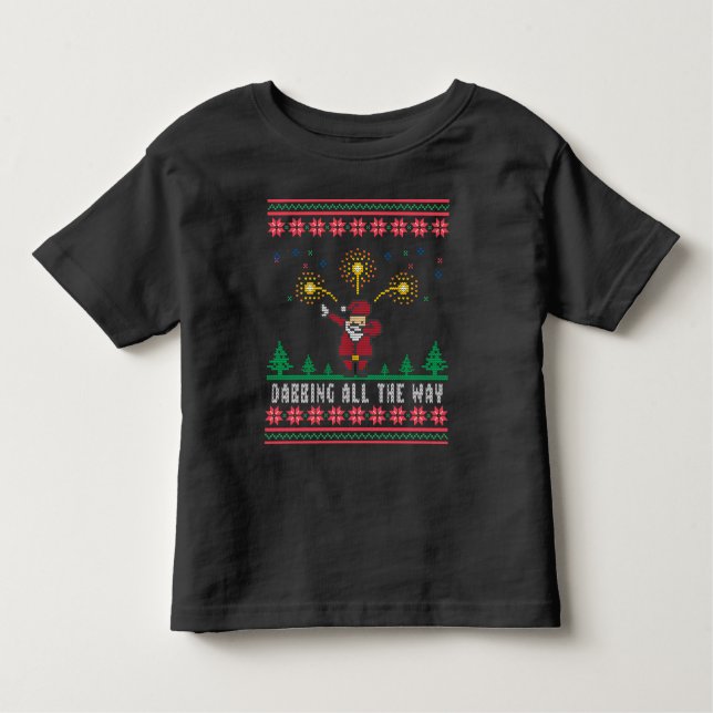 Santa Claus Dabbing All the Way Ugly Sweater Style (Front)