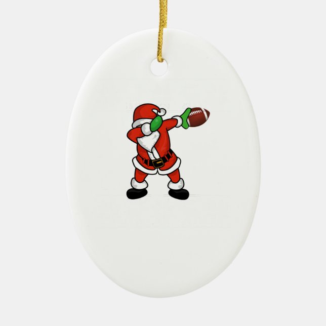 Santa Claus dabbing Christmas Football touchdown Ceramic Tree Decoration (Front)