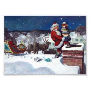 Santa Claus Delivering Christmas Books Photo Print
