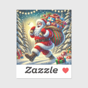 Santa Claus Delivering Gifts in a Snowy Christmas 