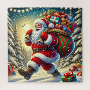 Santa Claus Delivering Gifts in a Snowy Christmas  Jigsaw Puzzle