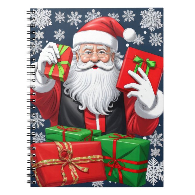 Santa Claus Delivering Presents Notebook (Front)