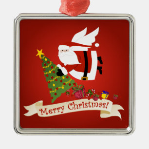 Santa Claus Delivers Christmas Joy! Metal Tree Decoration