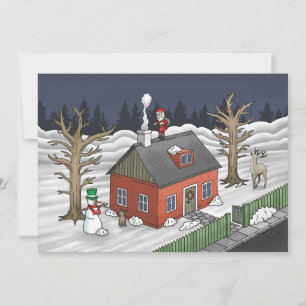 Santa Claus delivers presents on Christmas Eve Holiday Card