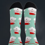 Santa Claus Design Christmas Socks<br><div class="desc">This pair of Christmas socks with a Santa design are a soft fabric covering for the feet, typically worn inside shoes to provide comfort, warmth, and absorbency. You can customise this pair of socks with any text of your choice. Should you require any help with customising then contact us through...</div>