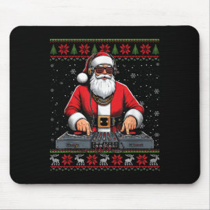 Santa Claus Dj Mixer Music Ugly Christmas Sweater Mouse Pad