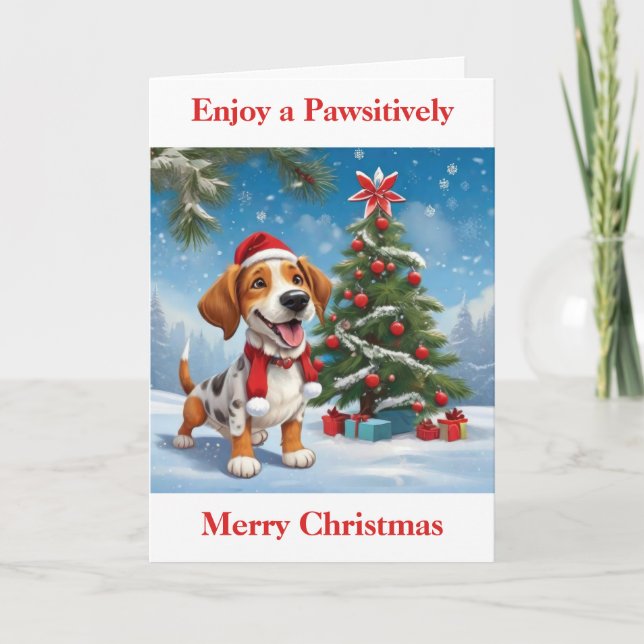 Santa Claus Dog Holiday Card (Front)