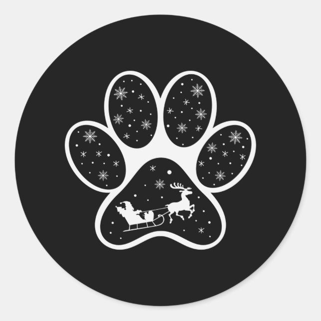 Santa Claus Dog Paws Christmas Gifts Costumes Classic Round Sticker (Front)