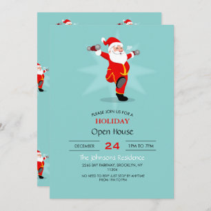 Santa Claus doing fitness exercises.        Invitation