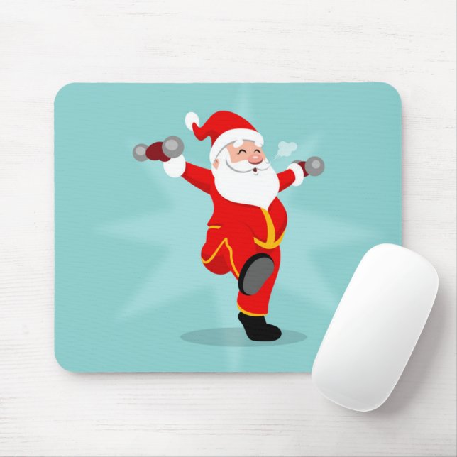 Santa Claus doing fitness exercises Mouse Pad (With Mouse)