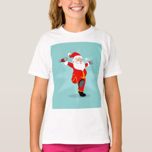 Santa Claus doing fitness exercises T-Shirt
