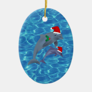santa claus dolphins ceramic tree decoration