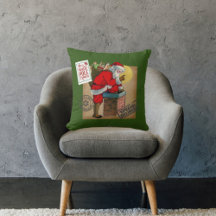 Santa Claus Down The Chimney Throw Pillow