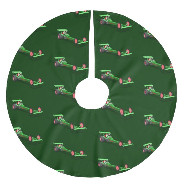 Santa Claus Drag Race Brushed Polyester Tree Skirt (Front)