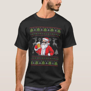 Santa Claus Drinking Beer - Sunglasses Christmas U T-Shirt