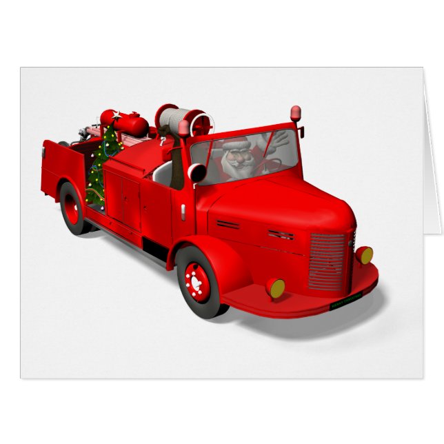 Santa Claus Driving A Fire Truck (Front Horizontal)
