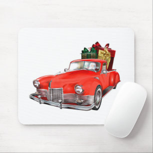 Santa Claus driving a retro car with giftsb Mouse Pad