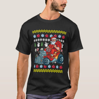 Santa Claus Driving Hot Rod Ugly Car T-Shirt
