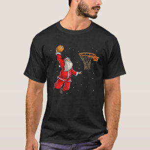 Santa Claus Dunking A Basketball Funny Christmas L T-Shirt