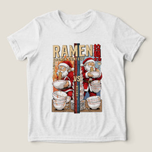 Santa Claus Eating Ramen Funny Christmas Dinner Tri-Blend Shirt