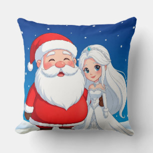 Santa Claus Embracing a Snow Queen Cushion