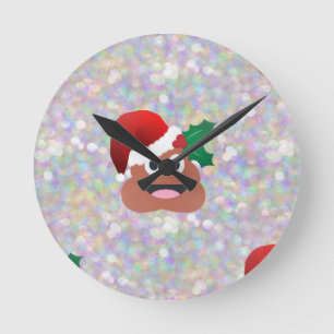 santa claus emoji round clock