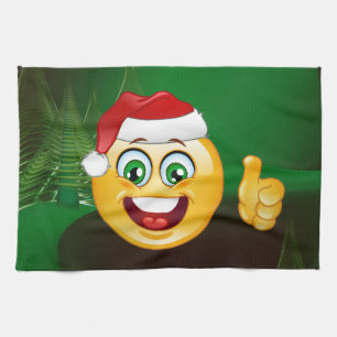 santa claus emojis tea towel