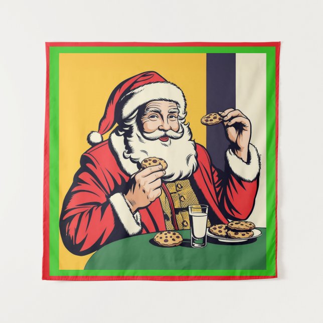 Santa Claus Enjoying A Snack Tapestry (Front)
