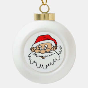 SANTA CLAUS FACE CERAMIC BALL CHRISTMAS ORNAMENT