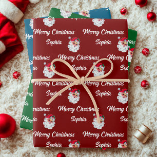 Santa Claus Face   Custom Christmas Holiday gift Wrapping Paper Sheet