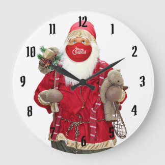 Santa Claus Face Mask Large Clock