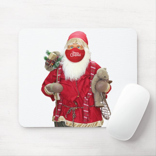 Santa Claus Face Mask Mouse Pad (With Mouse)