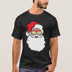 Santa Claus Face Retro Vintage Sunglasses T-Shirt