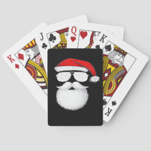 Santa Claus Face Sunglasses With Hat Beard Christm Playing Cards