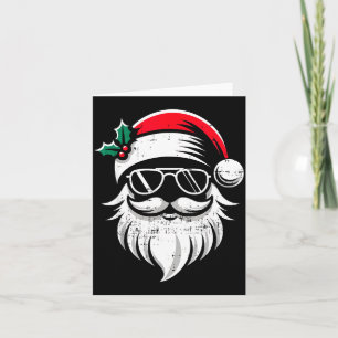 Santa Claus Face Sungles With Hat Beard Christmas  Card