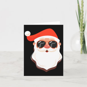 Santa Claus Face Sungles With Hat Beard Fun Christ Card
